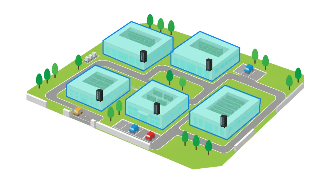 Traditional campus: a standalone base station per building